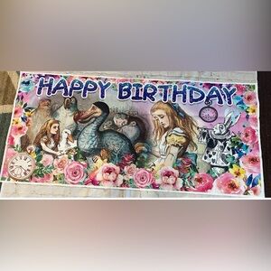 Alice in Wonderland Birthday Backdrop Banner  Background Party Supplies